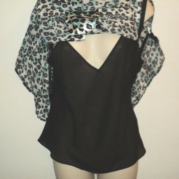 Nicole Miller Sz 8 Leopard Print Top & Inner Tank - Picture 3 of 5